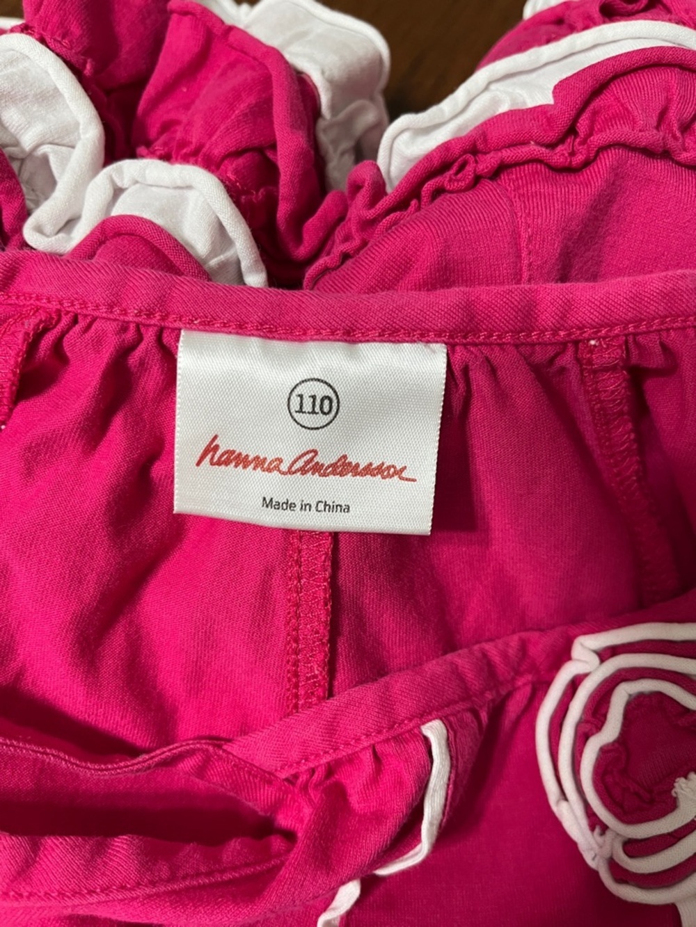 Hanna Andersson Hot Pink Sundress with White Trim and Rose Sz 5 - Picture 6 of 8